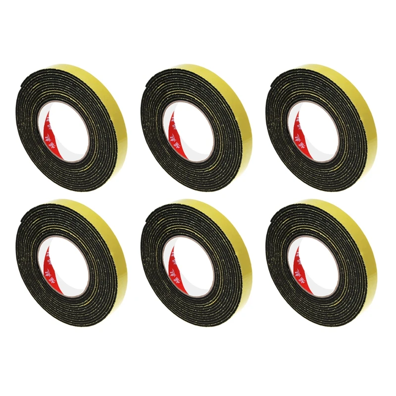 6Pcs 5M Black Single Sided Self Adhesive Foam Tape Closed Cell 20Mm Wide X 3Mm Thick