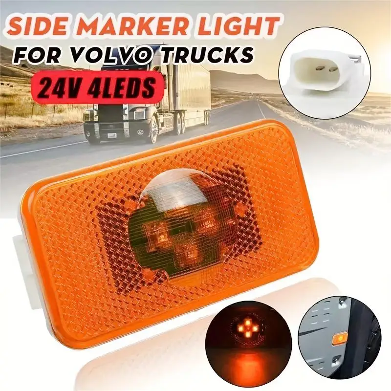 1 LED Style Side Marker Light Reflective Clearance Light Warning Light Suitable for Volvo FH FM or Renault Truck Trailer  24V