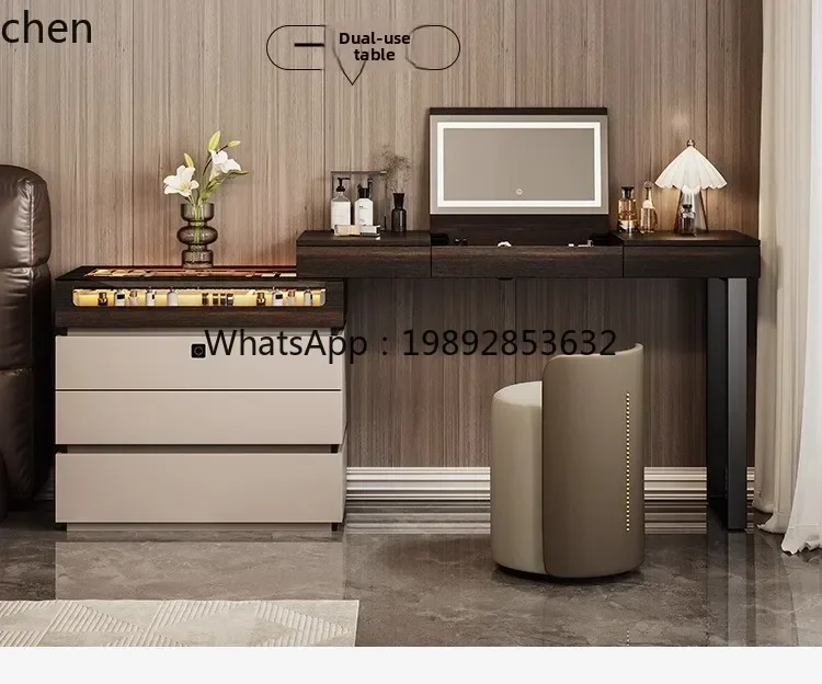 ZZ Dressing Table Storage Cabinet Integrated Bedroom Bedside Storage Cabinet Flip Cover Makeup Mirror