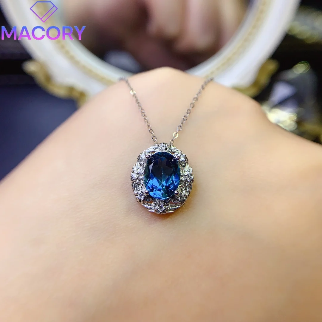 

Ladies natural topaz necklace sterling silver 925 jewelry free shipping sterling silver certification original pendant boutique