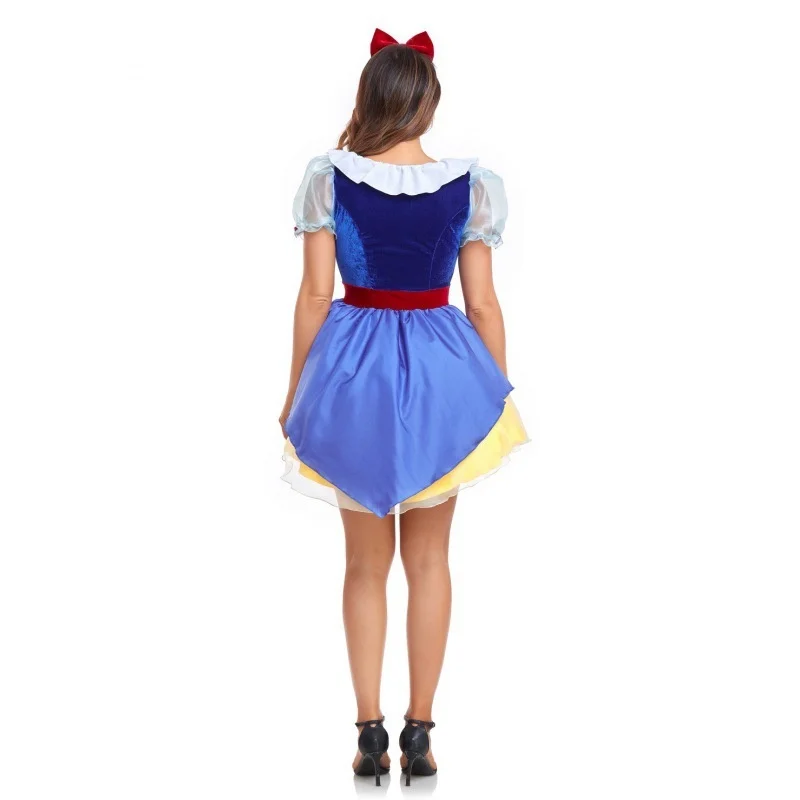 زي تنكري للبالغين لحفلات الهالوين، تنورة قصيرة منتفخة على طراز فستان سنو وايت، زي للعروض، توصيل سريع، متوفر في المخزون