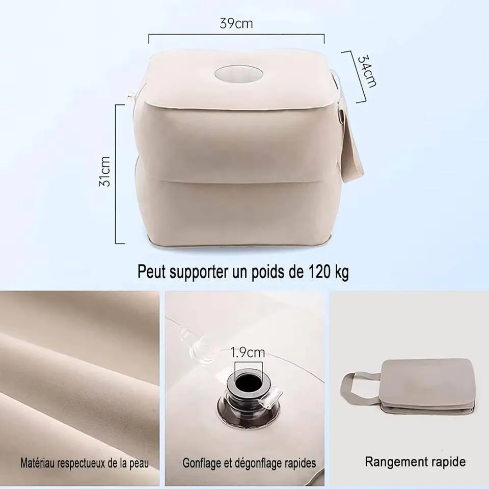 PVC Footrest Pillow Handle Auxiliary Resting Foot Pad Travel Waiting Seat Cushion Foldable Waterproof Fabric Portable Rest Home - view 4