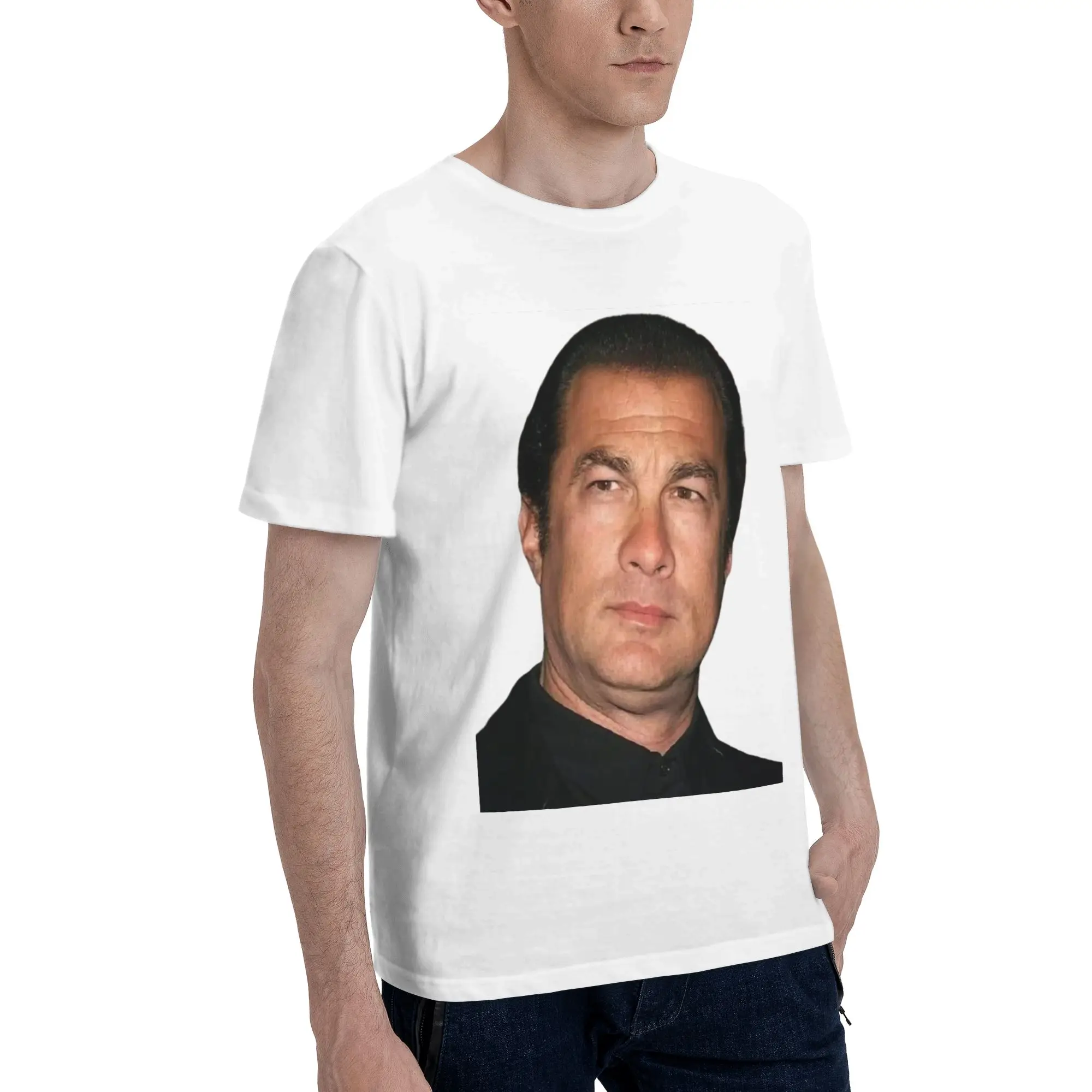 

Мужская футболка Steven Seagal, большие футболки, мужские хлопковые футболки с круглым вырезом, короткие летние мужские футболки