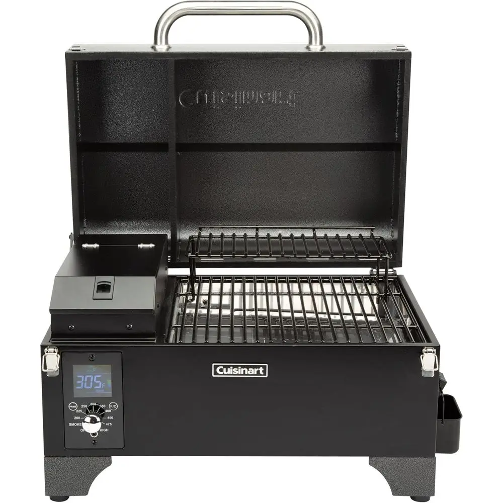 8-in-1 Portable Wood Pellet Grill and Smoker, Compact or RV, Taiates, Camping, and Backyard Cooking, Smoky lavor, tile Meat Smok