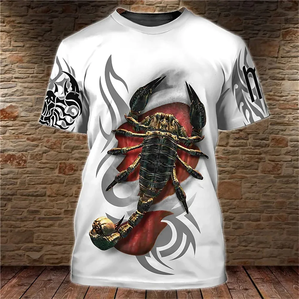 Vintage Animal T-shirt For Mens Tiger/scorpion Print Tops Tees 3D Casual Men\'s T Shirt Oversized Men Clothing Ropa Para Hombre