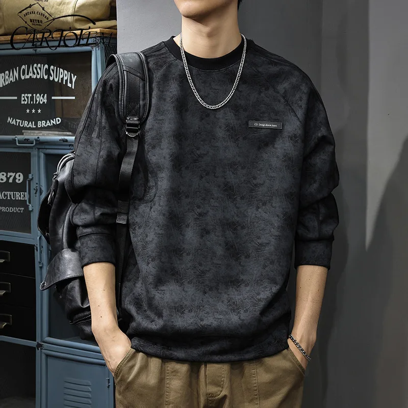 

New Winter Warm Plush Sweatshirt Men's Round Neck Pullover Trendy Casual Versatile Top