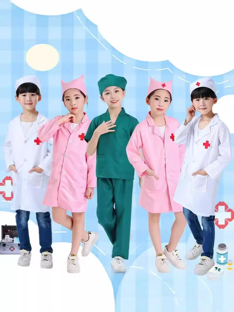 

Kids Cosplay Doctor Nurse Uniforms Set Toddler Christmas Xmas Role Play Costumes Party Wear Boys Girls Fancy Dress Gown