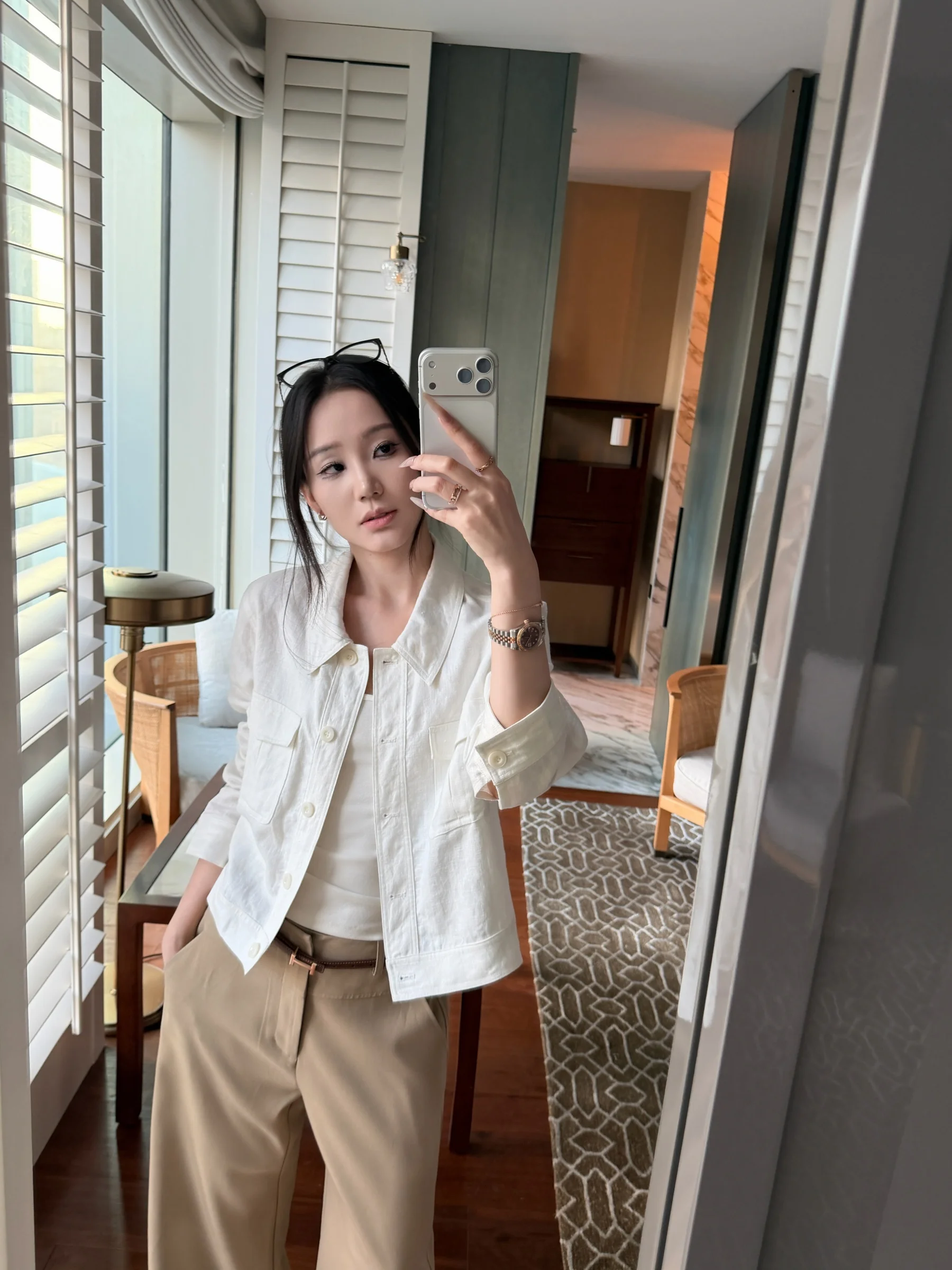 

5werkwen Heavy Industry Pure Linen Patchwork Jacket 1OO Linen Shoulder Level Jacket Coat Women's Loose Fit Short Outerwear