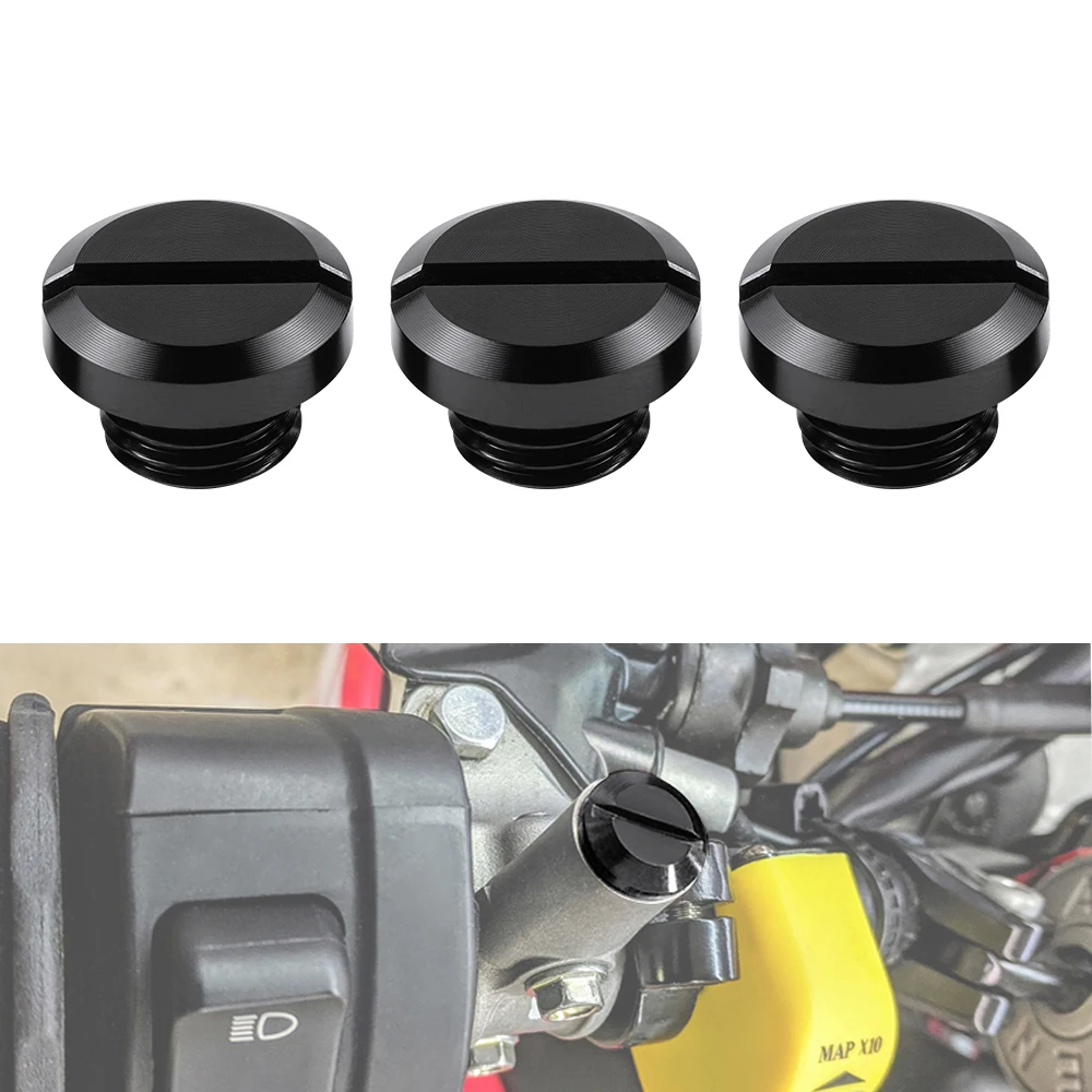 3PCS Motorcycle Aluminum M10x1.25 Side Mirror Hole Plugs for Ducati Scrambler 1100 800 Hypermotard 821 939 Multistrada 821 939