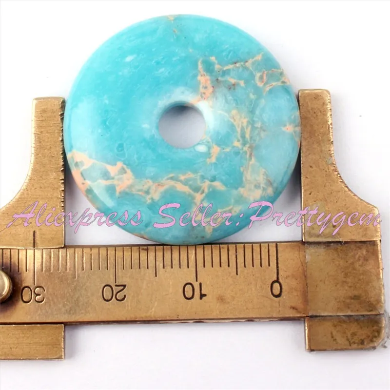 25,30,35mm Round Donut Skyblue Sea Sediment Stone Beads Pendant 1 For DIY Necklace Jewelry Making Pcs Wholesale Free Shipping