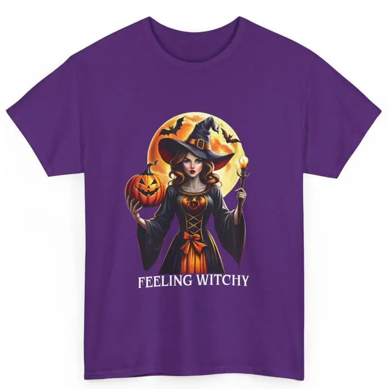 

Feeling Witchy Beautiful Halloween Witch Cotton T Shirt