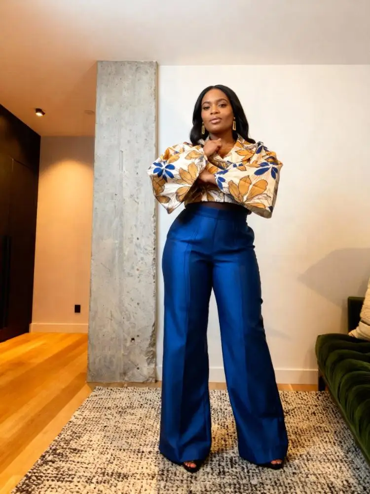 Women's autumn and winter long pants set and printed top set