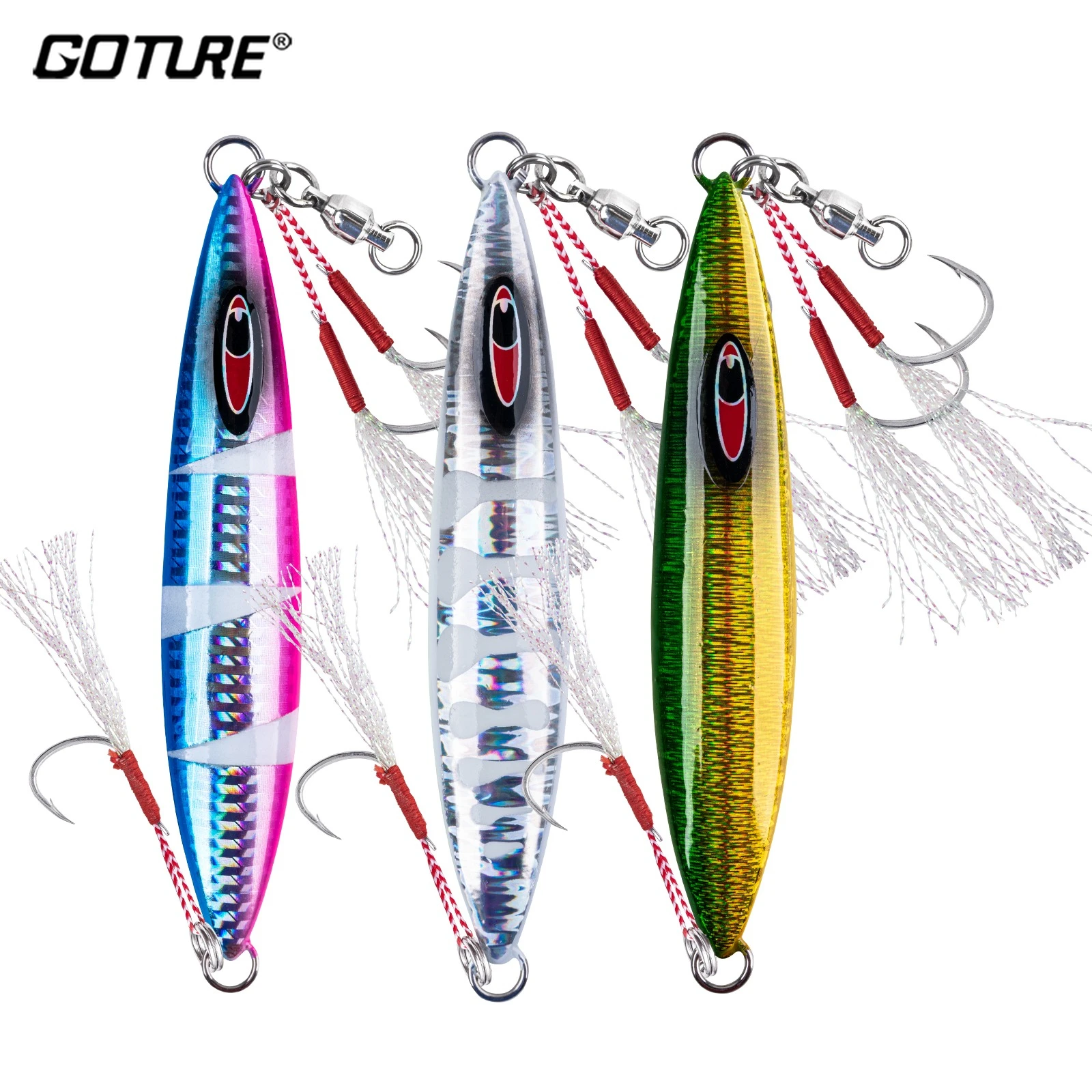 

Goture Trout Jigging Lure Glow Jigs Saltwater Lures 40g 50g 80g 100g 150g 250g Trolling Hard Bait Bass Fishing Bait Metal Jig