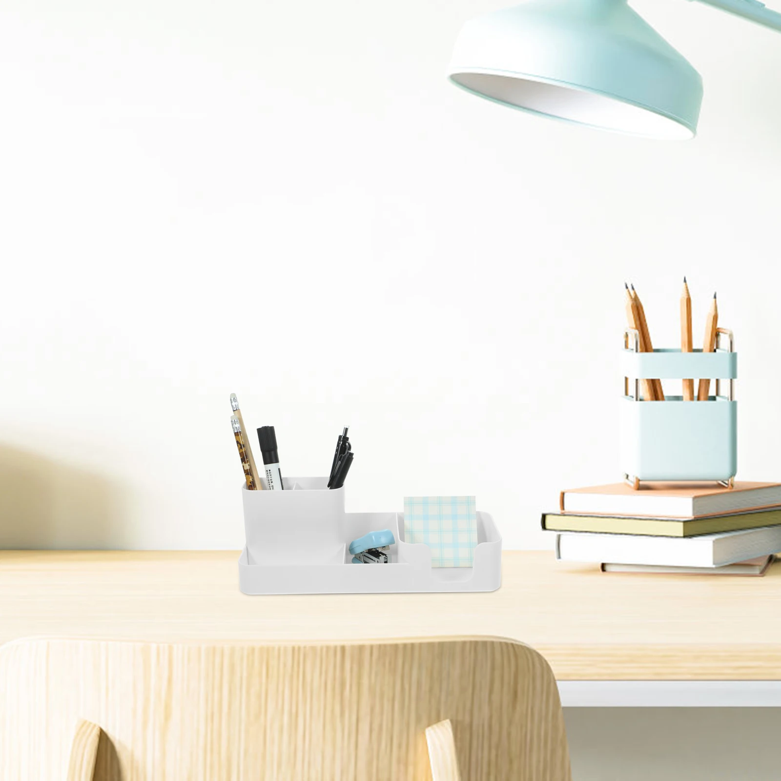 

Partition Pen Holder Storage Box Compartments Desk Organizer Pencil Stationery Supplies Container Office Home Student