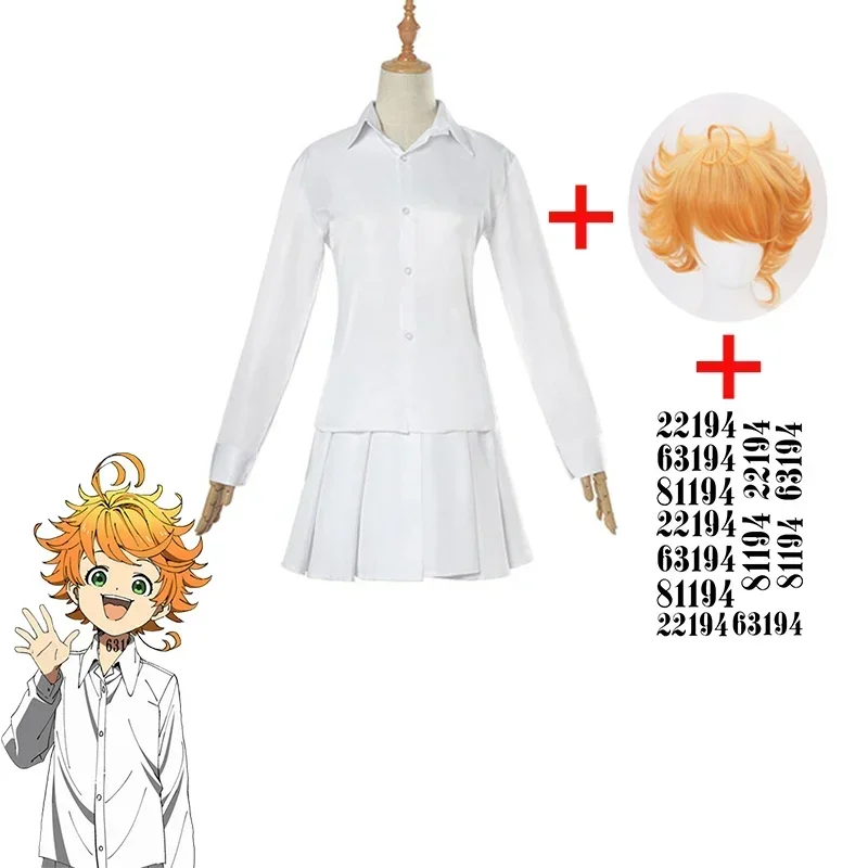 The Promised Neverland Costume Student Uniform Emma Norman Ray Cosplay Wig Washable Tattoo Stickers NO.22194/63194/8 MN9