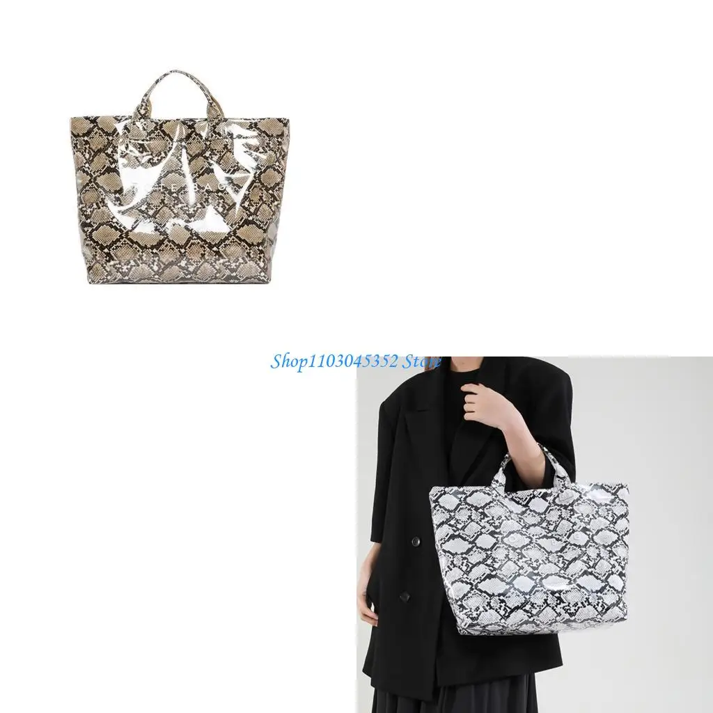 

Large Capacity PVC Top Handle Bag for Women with Stylish Letter Print Handbag