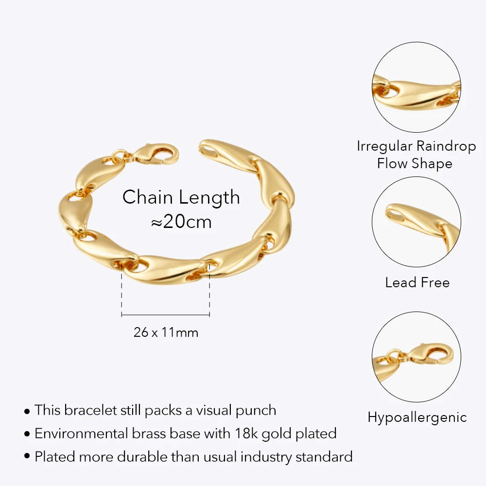 ENFASHION Pulseras Raindrop Flow Shape Bracelet For Women Fashion Gold Color Jewelry Elegant Friends Graduation Dropship 232347