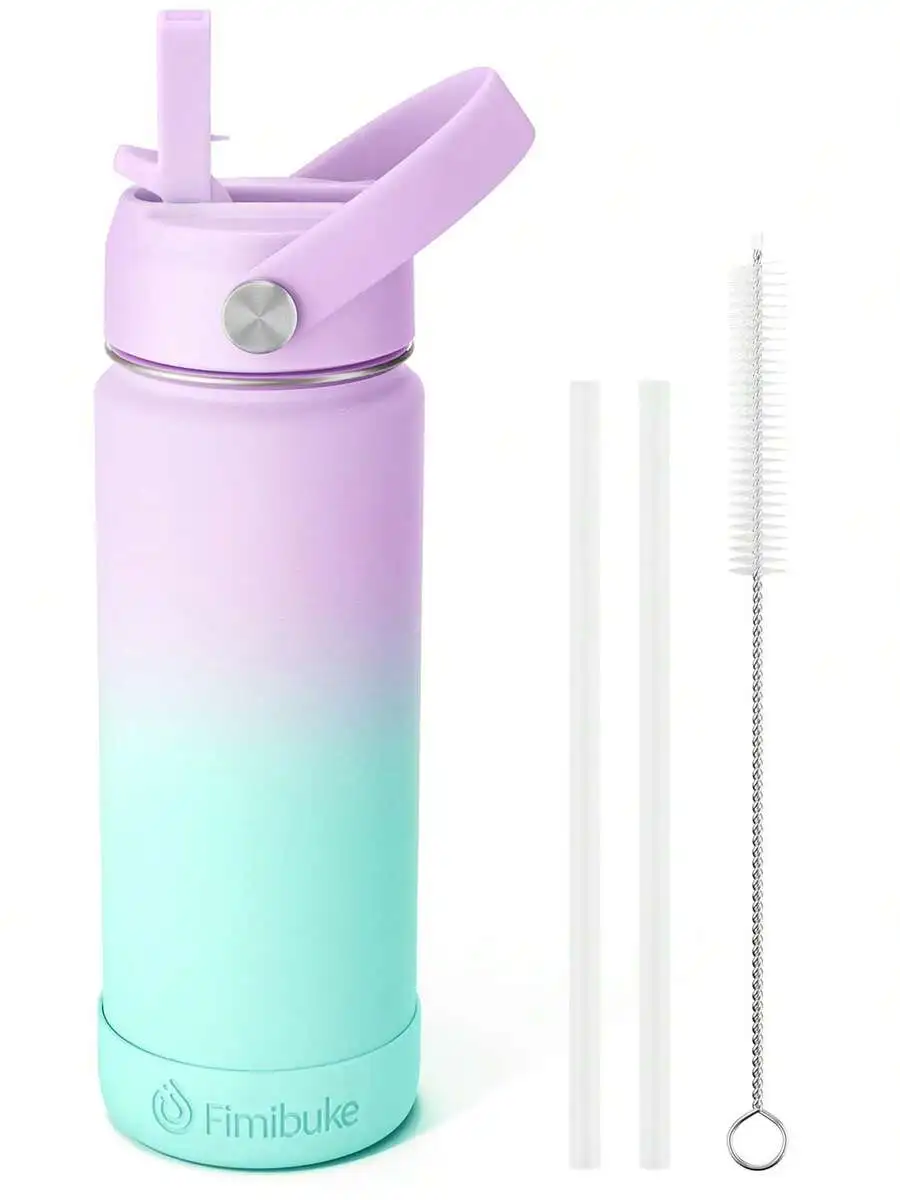 

Insulated Water Bottle With Straw, 18oz 18/8 Stainless Steel Water Bottles With Lid, Tumbler Double Wall Vacuum Leak Proof Water Bottle For School, Sports, Travel