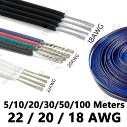 4pin Wire RGB LED Extension Cable 22/20/18 AWG PVC Tinned Copper Flexible Electrical Wire For LED Strip Light Speaker Audio