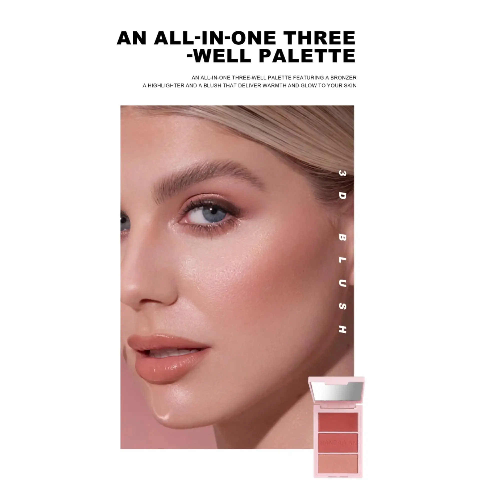 Langdurige Wang Rouge Drie kleuren Blush Palette Natuurlijke Matte Roze Markeerstift Make-up Schoonheid Cosmetisch