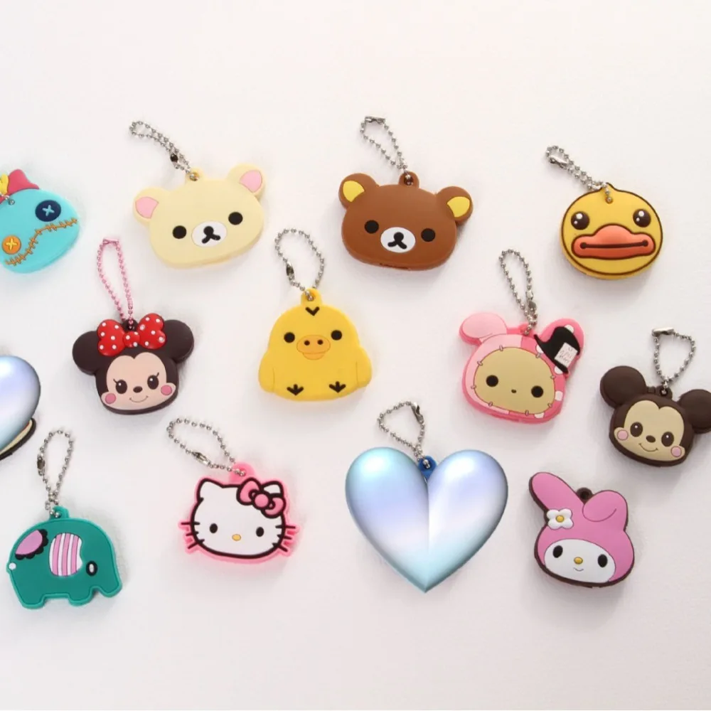 Kawaii Cartoon Anime Minnie Key Chains Spider Lron Man Cat Key Cover Caps CaKeychain Key Ring Holder Women Jewelry Keychains