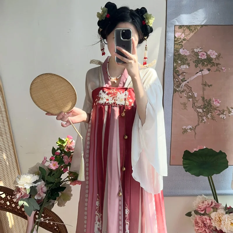 

Chinese Style Traditional Hanfu Dress Set Tang Dynasty Long Dress Folk Dance Costume Fairy Cosplay Ancient Princess Stage Outfit