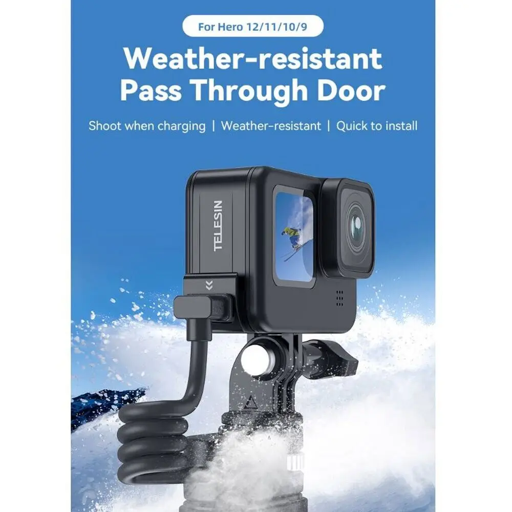 

Weather Resistant Battery Case Side Cover TELESIN Type-C Charging Cover Port Waterproof Charging Door for GoPro 12 Hero 11 10 9