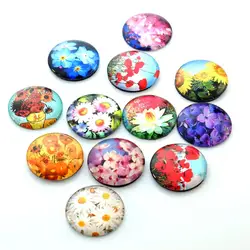 Fridge Stickers Magnet Life Tree Poppy Message Holder Print Painting Glass Round Retro Art Flower Magnetic Sticker Home Decor