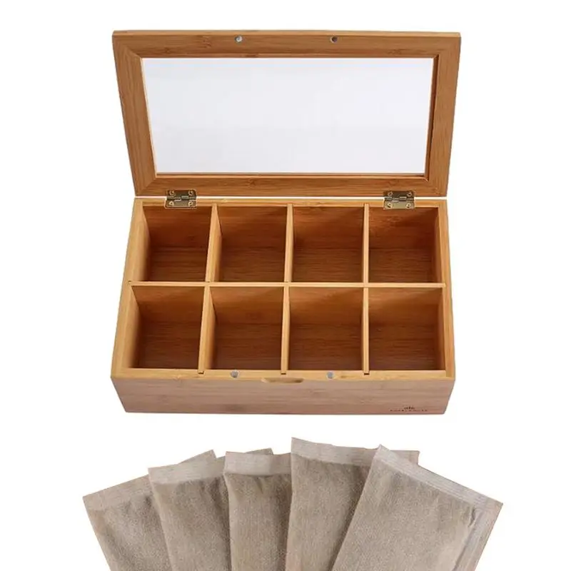 

Tea Chest Wooden Tea Bag Box With 8 Compartments Tea Accessories Box Keeps Tea Bags Fresh Gifts For Mom Dad Family Friends For