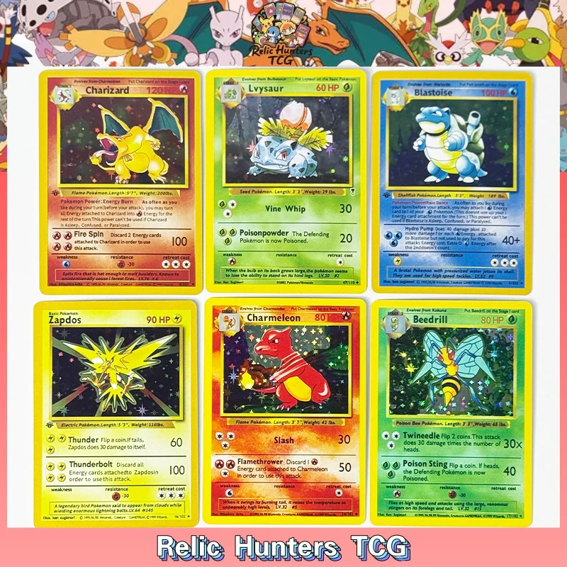 

Наборы основания голографических карт Beedrill без теней PKM 1995, редкая копия PTCG Arcanine Holo, коллекция игр для хобби, TCG-карты