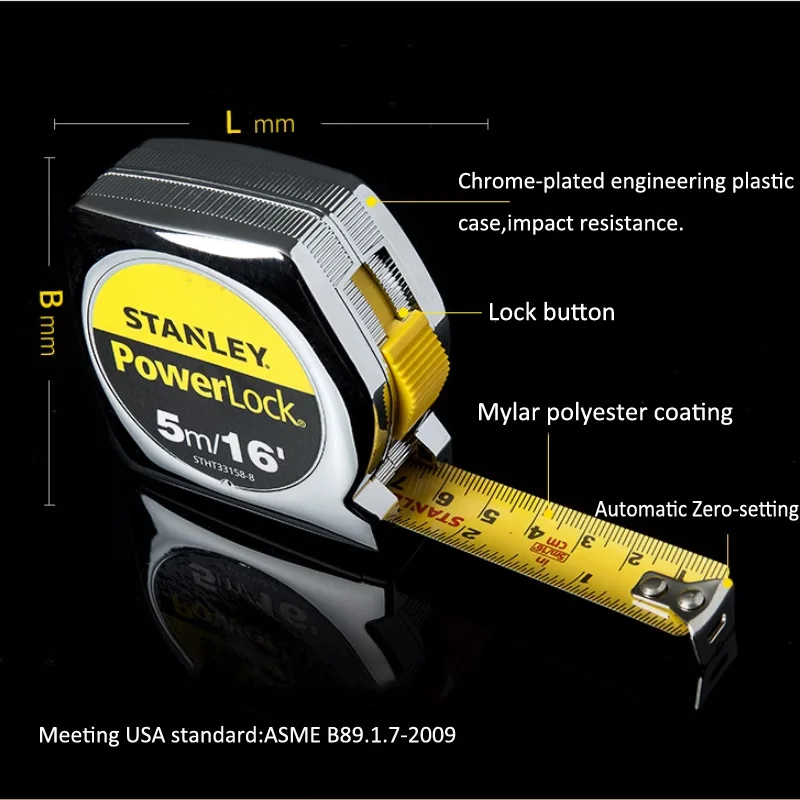 Stanley 1 Piece Ⅱ POWERLOCK Tape Measure Steel Metric 3m 5m 8m Inch 10/16/26\