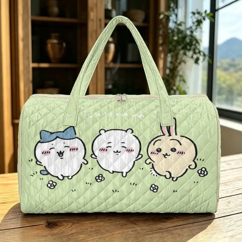 Chiikawa Travel Duffel Bag Usagi Hachiware Cute Anime Quilted Handbag Large Capacity Bag Gym Shoulder Tote Bag