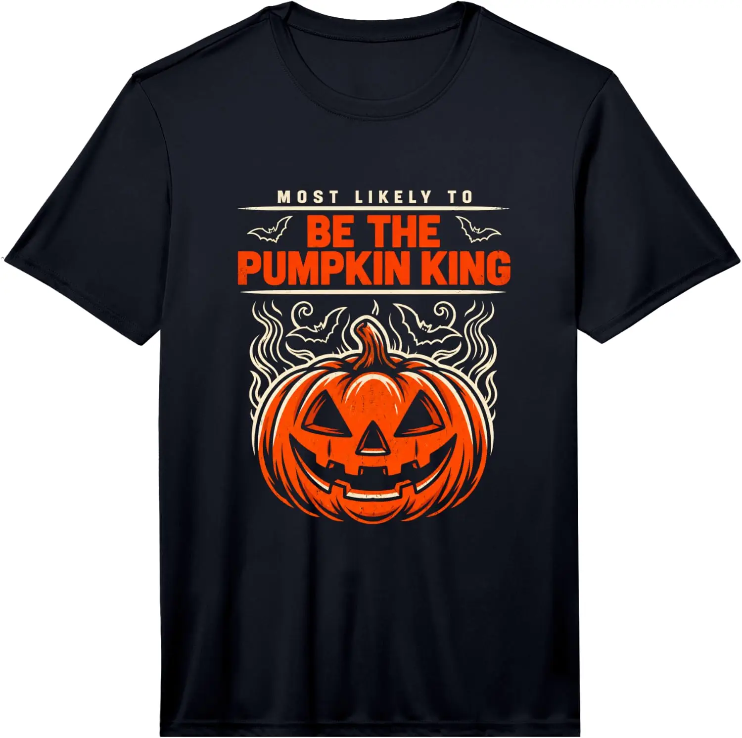 Pumpkin King Halloween Humor Performance T-Shirt Men's Spooky Halloween Graphic Print T‑Shirt, Crew Neck Short Sleeve Casual Cotton Tee For Holiday Party Daily Street Wear.