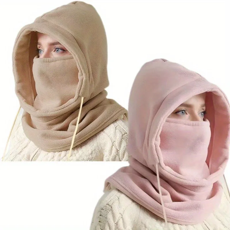 Winter Balaclava Hooded Scarf - 100% Polyester, Woven, Windproof, Warm Neck Gaiter with Hood for Outdoor Activities