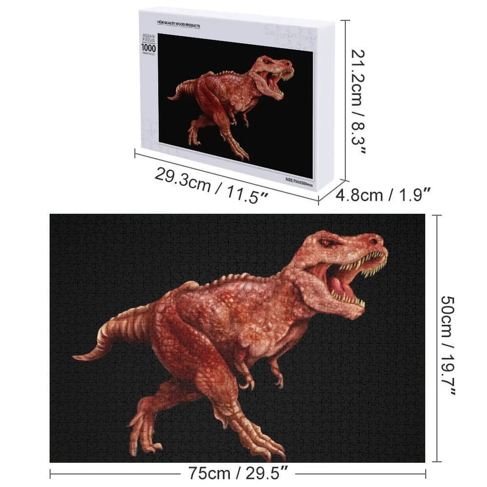 Poderoso tiranossauro rex t-rex ilustração quebra-cabeça presente personalizável novos brinquedos para crianças 2022 quebra-cabeça