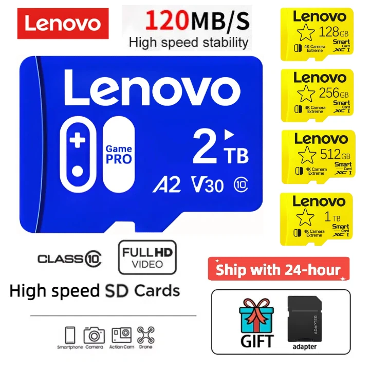 Лицензированная карта памяти Lenovo 2 ТБ Micro TF SD для Nintendo Swich Trans Flash Card 1TB TF Card SD Flash Card для игр Loptop