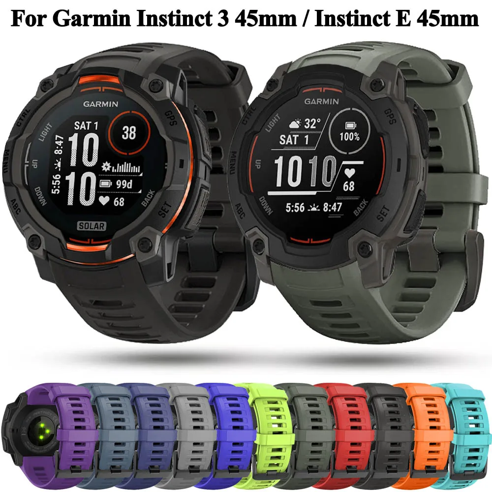 

Силиконовый ремешок для Garmin Instinct 2 Solar/Ininct 3 E 45 мм, сменный ремешок для умных часов, браслет, спортивные аксессуары