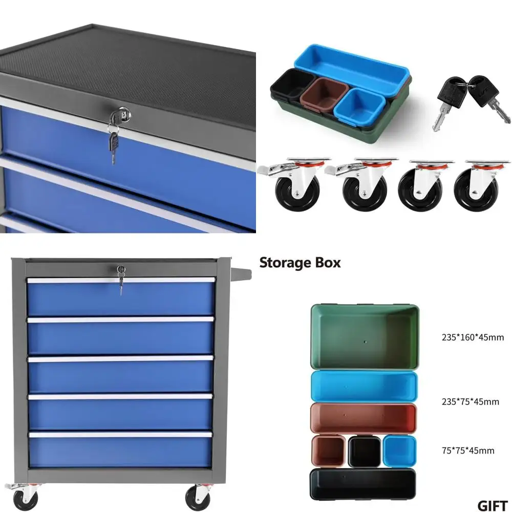 

Portable Steel Rolling Tool Chest with Lockable Storage, Blue & Grey, Ideal for Garage and Workshop