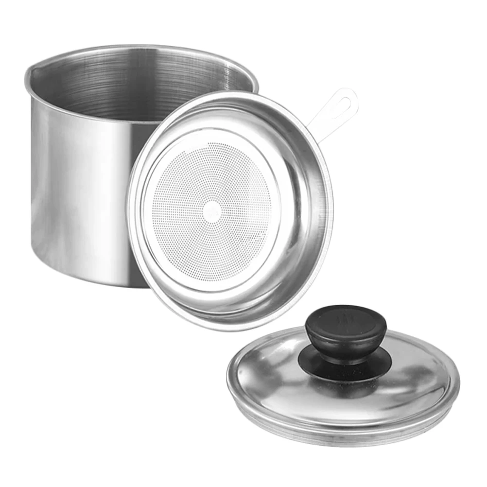 

Oil Filter Pot Stainless Steel Large Capacity Kitchen Grease Separator Storage Container Splash Proof Thickened Mesh