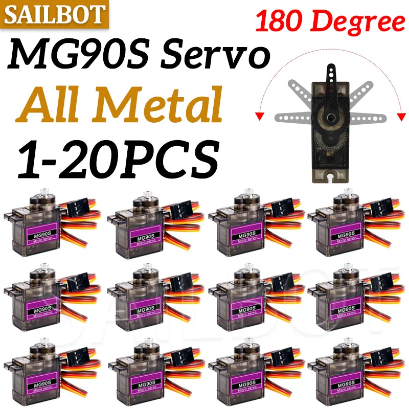 1-10 pces mg90s micro servo motor metal engrenagem analógico rc servo motor 180 para mini carro avião helicóptero arduino robô