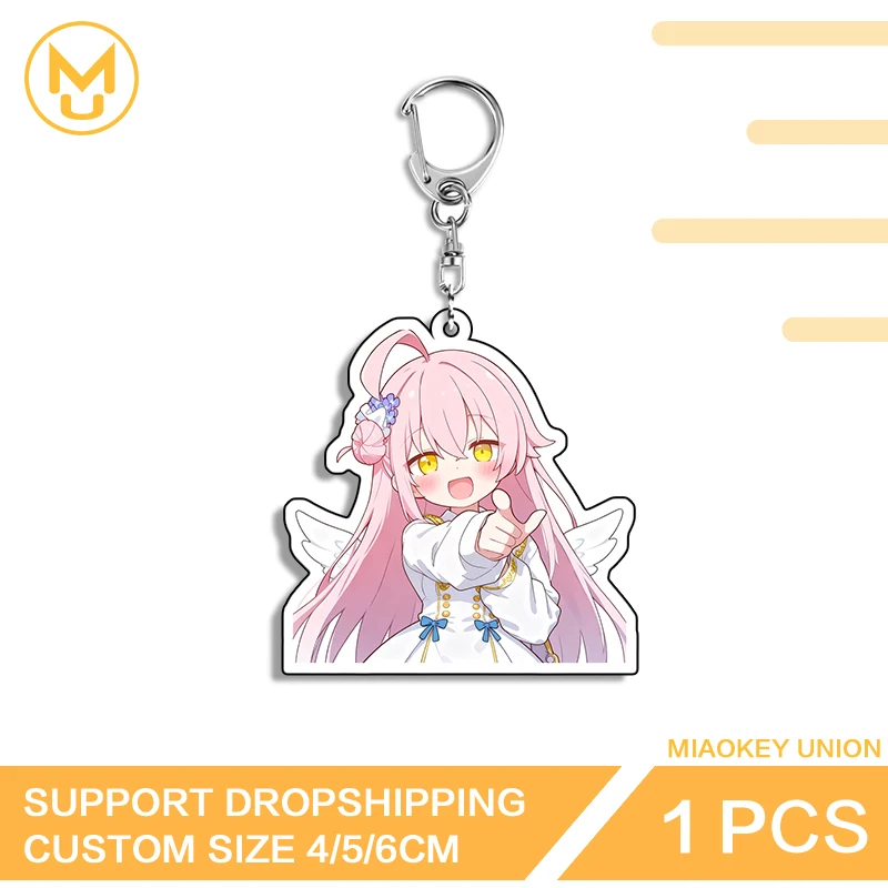 Llavero de moda de acrílico y cadena de acero inoxidable con diseño de chica Kawaii de Takanashi Hoshino, adorno doble para bolso, ideal para regalos