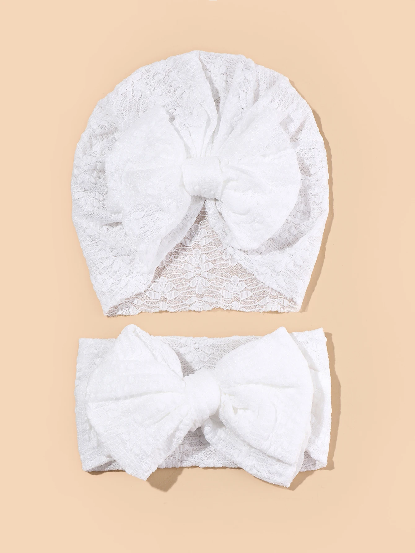 2pcs/set Baby Turban Hats Headband set Baby Girls Boys Hat Solid Color Bow Knotted Hats Newborn Fetal Cap Headband Kids Headwear