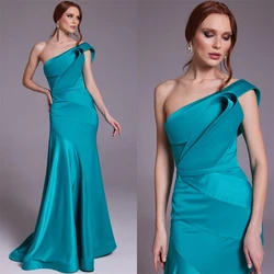 Customized  High Quality One-shoulder Sheath Cocktail  Fold Draped S Occasion Evening Gown  vestidos de fiesta para mujer