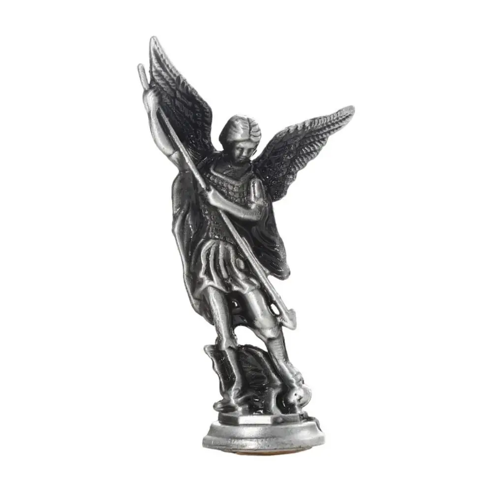 European Style Alloy Ctafts Michael Figurine Handmade Vivid Michael Ornaments Small Christian Guardian Statues Tabletop