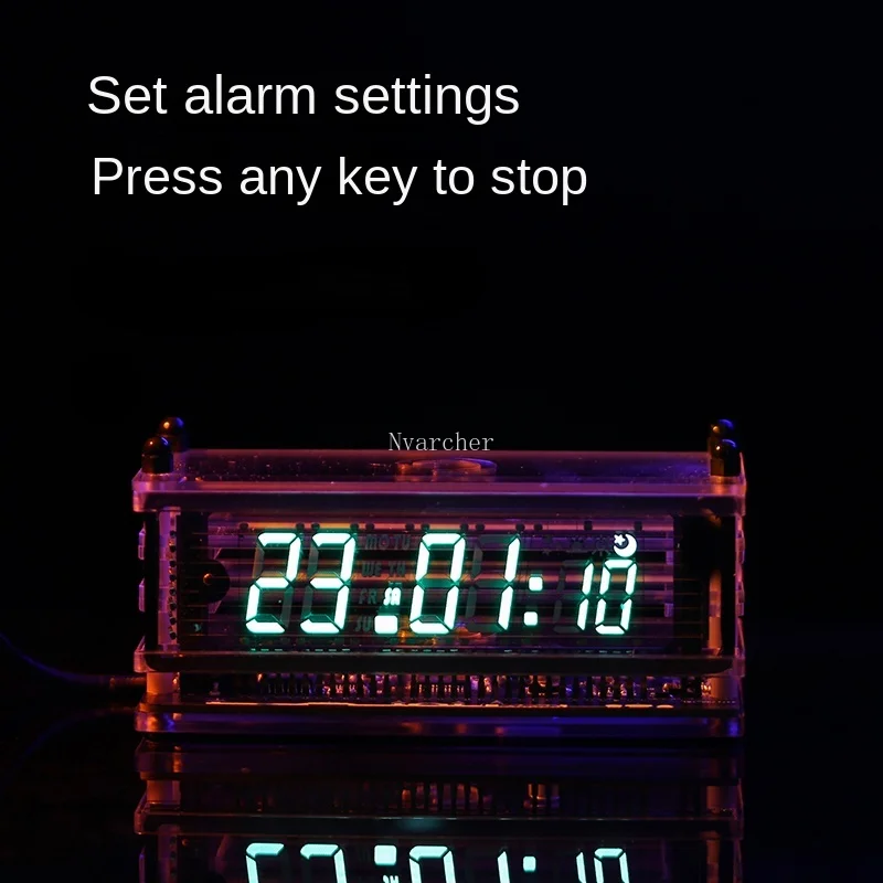 Nvarcher jam VFD layar transparan, lampu suasana rumah kreatif LED Digital Desktop