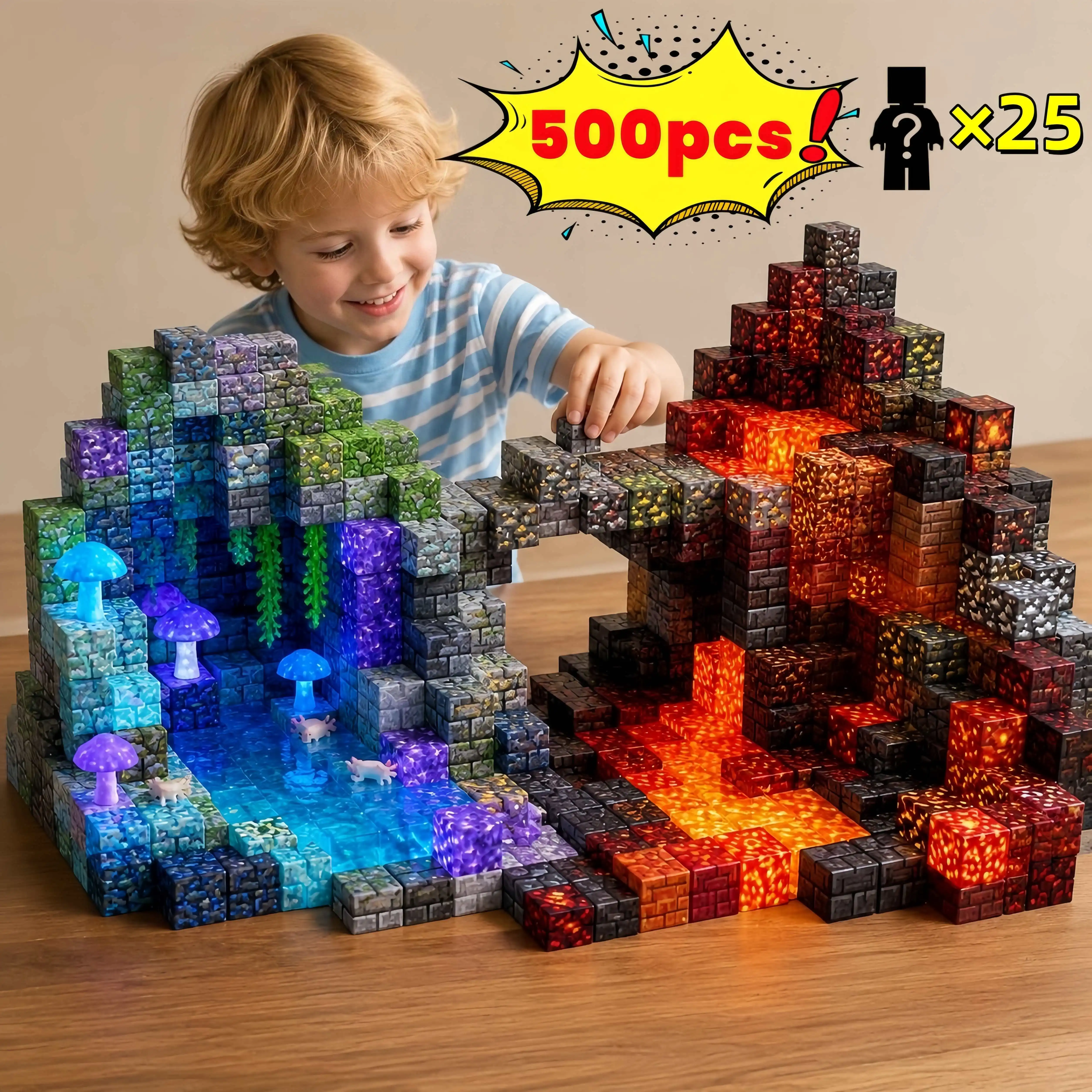 3D Magnetic Mine World Cube Building Blocks Magnet World Set Magnetic Building Blocks Pixel Cube World Model Birthday Gifts