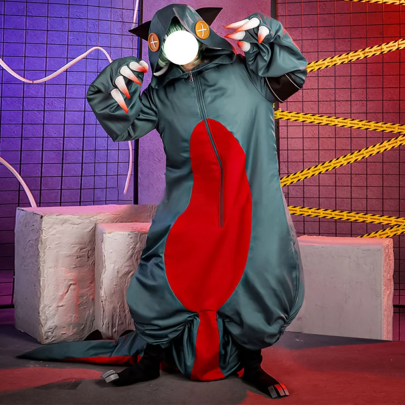 Game GACHIAKUTA GUITA Guita Cosplay Costume Cute dinosaur pajamas for men and women Halloween carnival fashion nightgown view 3