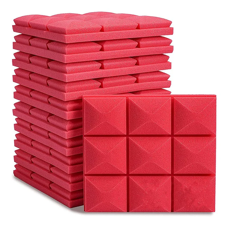 Stylish-12 PCS Soundproof Foam Wall Panels Studio Sound Proof Foam Panels Soundproofing Wall KTV Room Red