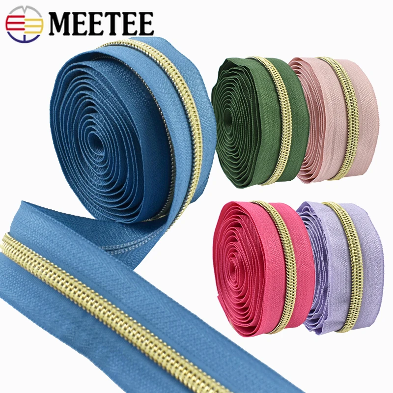 

1-5M Meetee 5# Nylon Zippers Tape Bag Plastic Zipper By The Meter Garment Zip Jacket Closure Zips Repair Kits Sewing Accessories
