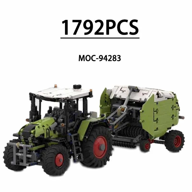 Building Block Tractor, Circular Baler, Trailer Model, 1,792 Pieces, Children's DIY Birthday Gift MOC-94474 94283 38383